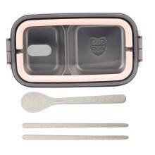(Pink) 2 Layer 1400ml Stainless Steel Bento Box Leakproof Green