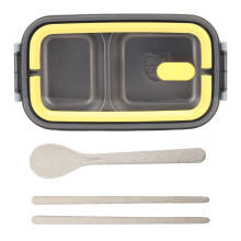 (Yellow) 2 Layer 1400ml Stainless Steel Bento Box Leakproof Green
