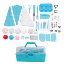 Cake Piping Bags Tips Set 3 Layer Blue Toolbox