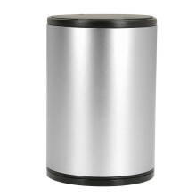 (Silver) Mini Press Trash Can Car Aluminum Garbage Bin M Red