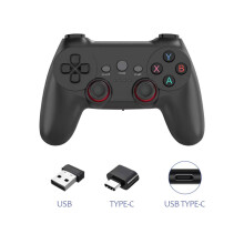 2.4G wireless game controller Android TV PC 360PS3 Black USB+Type-C