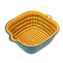 (L) Vegetable Washing Basket Sink Plastic 2 in 1 Drain Colander Bowl Set