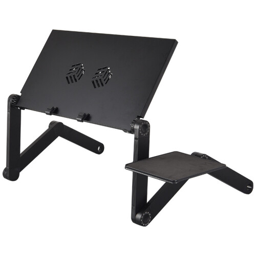 Folding Laptop Desk 3-Fold 48cm Black with Fan + Mouse Board 1