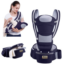 Universal baby carrier 4-season polycotton back support deep sea blue