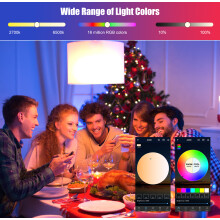 RGB+CCT Smart Bulb App Control Music Sync Dimmable 800 Lumen