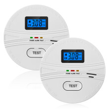 2-in-1 Smoke CO Detector Battery Powered LCD Test 2 Packs Portable