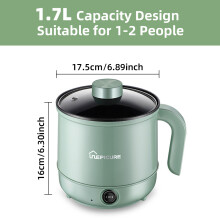 Aoresac 1.7L Electric Pot 300W/600W Non-stick Ramen Pasta Cooker