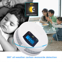 CO Detector LCD Battery Powered Alarm Low Power Sound Light LED