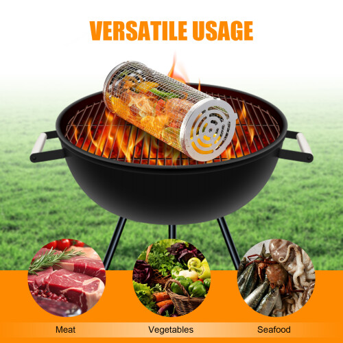 8pcs Stainless Steel BBQ Grilling Baskets with Hook Fork 2