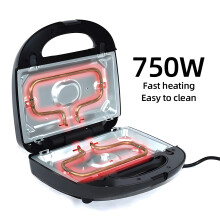 6-in-1 Waffle Maker 750W Non-stick Removable Plates for Breakfast