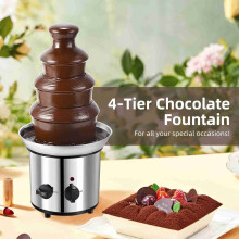 4 Tier Electric Chocolate Fondue Fountain Stainless Steel for Parties