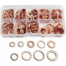 (As show, One size) Copper Flat Washer Ring Metric Washer Gasket Set Assortment 9 Sizes M5-M14 With Box Oil Sump Plug Gasket Tool Accessories 200pcs