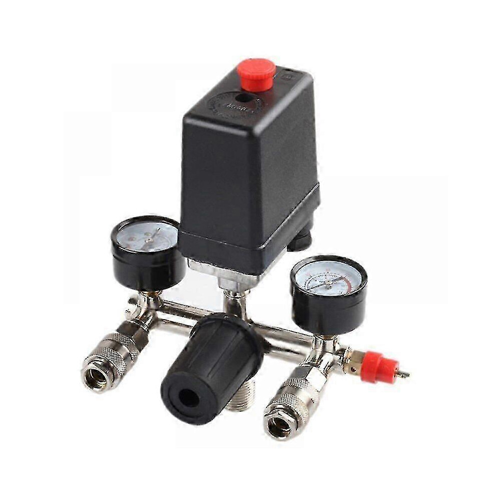 Kikidex (As Show, One Size) Pressure Regulator With Pressure Switch For Compressor Pressure Switch With 2 Displays
