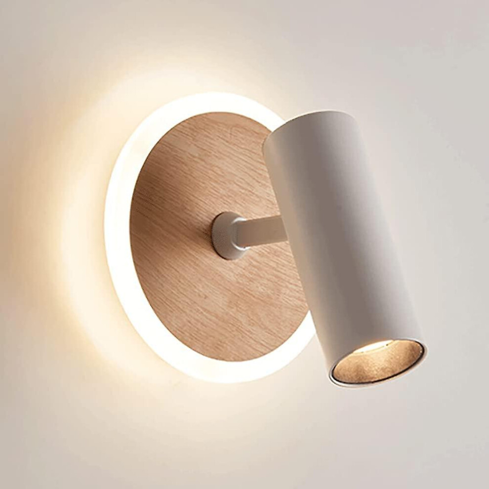 Kikidex (As Show, One Size) Imitation Wood Grain Wall Light, Bedside Reading Lamp, Single Head Indoor Wall Lights With 350+90 Adjustment Function