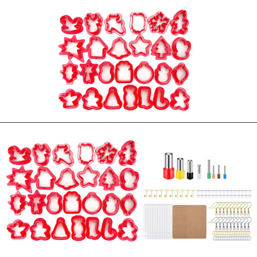 Christmas Theme Clay Cutters with Earring Hooks Earring-Style A 1
