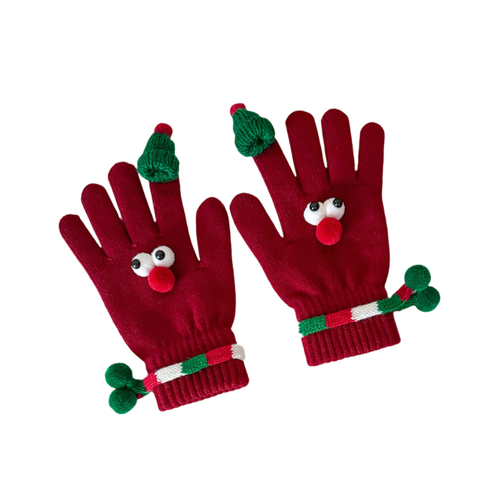 Red Festival Theme Santa Hat Gloves For Outdoor Activity Warm
