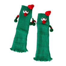 Christmas Magnetic Couple Hand Holding Socks Cute 3D-Green