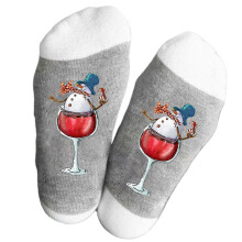 Men's Christmas Festival Snowman in Wine Glass-white gray