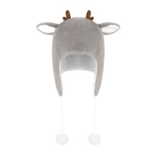 Plush Winter Warm Hat with Ear Flap Christmas Theme Furry-Gray