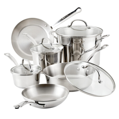 Farberware Set di Pentole e Padelle Farberware Millennium in Acciaio Inossidabile, 10 Pezzi