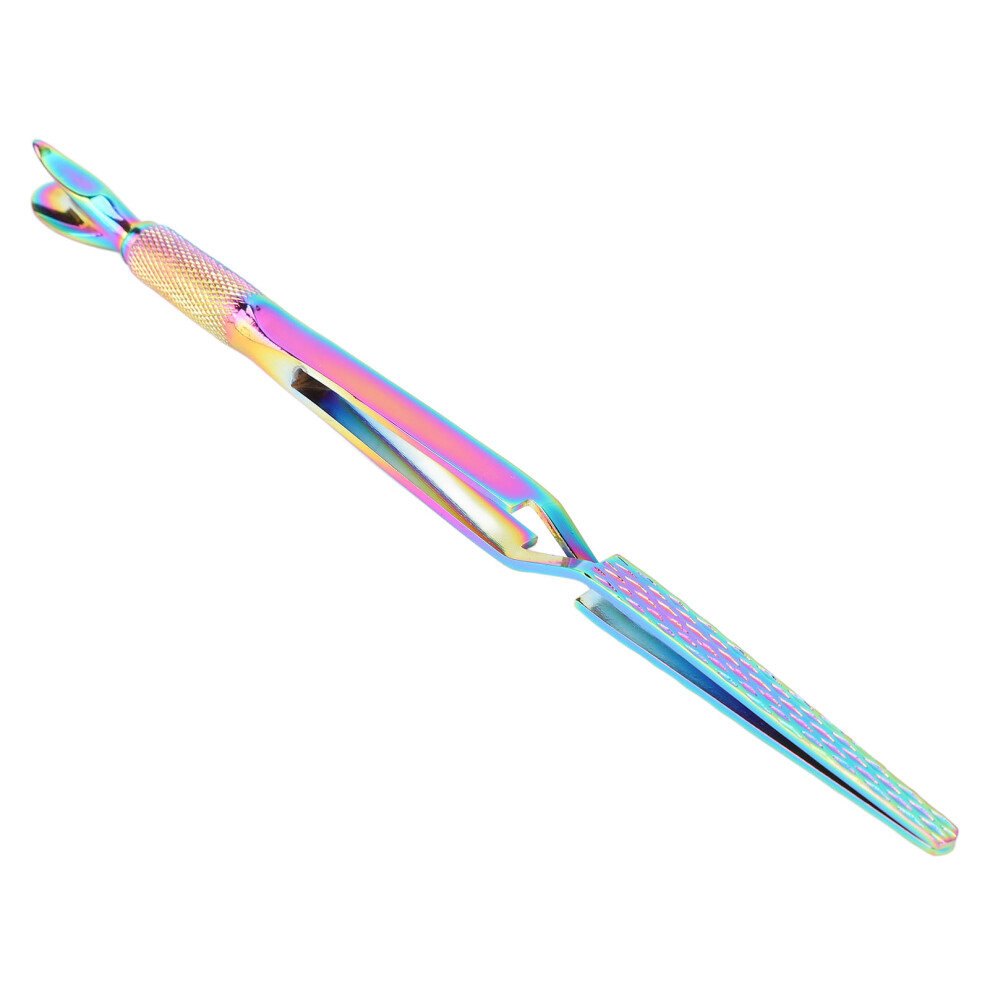 Multicolor Stainless Steel Double End Nail Cuticle Pusher & Tweezers