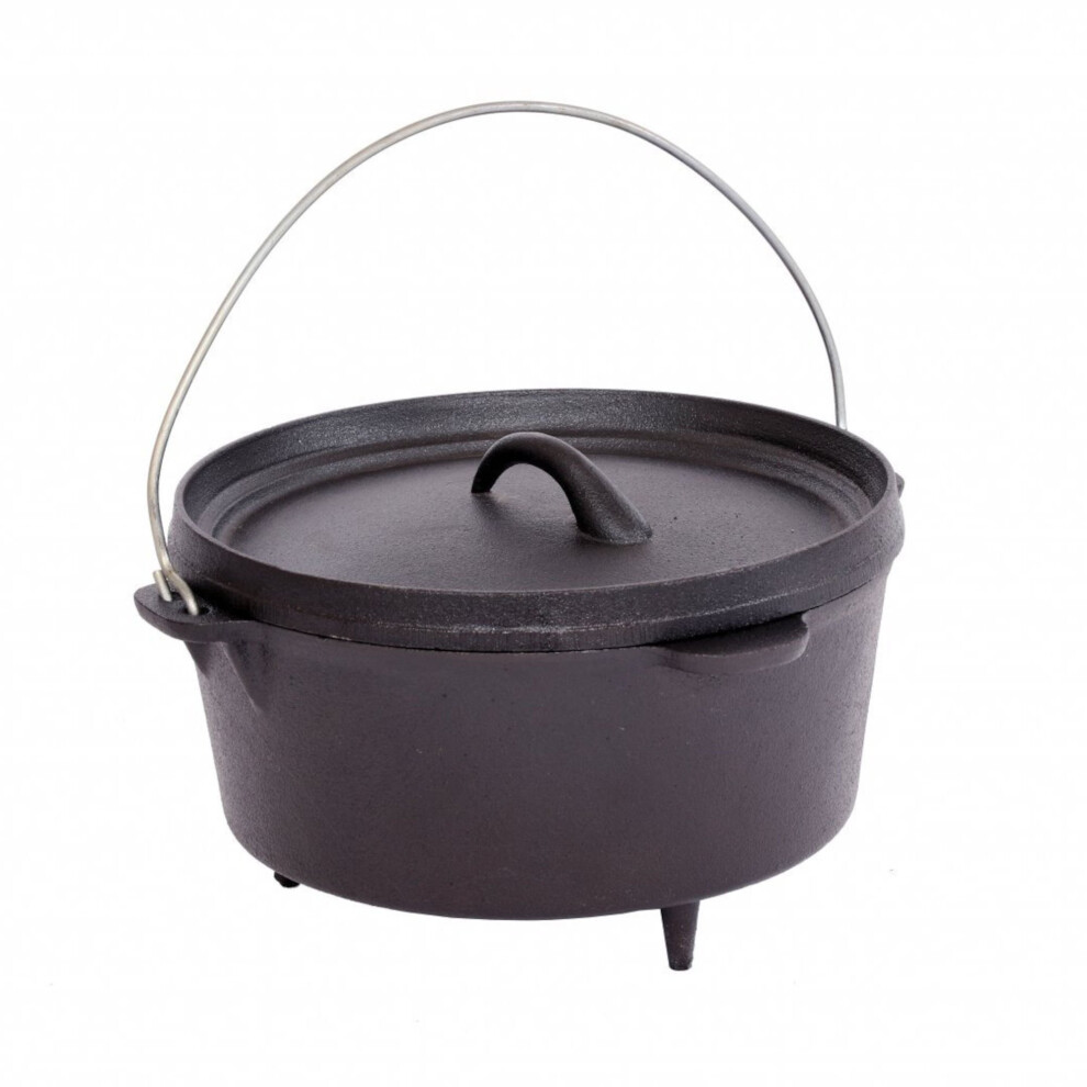 Oypla 4L Cast Iron Non Stick Dutch Oven Casserole Dish Camping Cooker-image-OPC-P6DNWPR-NEW