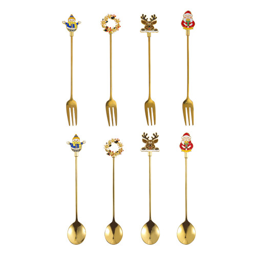 4pcs/set Stainless Steel Spoon Fork Christmas-Fort four pieces 1