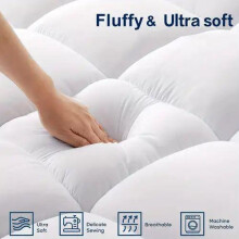 (Double) Luxury 4-Inch (10cm) Extra Thick Mattress Topper Soft Hotel Quality Comfy Mattress Cover Single Double King Super King Size
