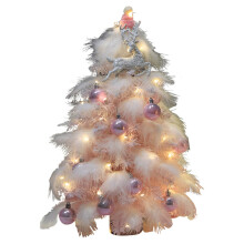 Pink Feather Christmas Tree Mini Table Top Artificial Christmas