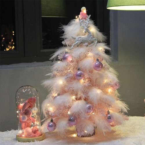 Pink Feather Christmas Tree Mini Table Top Artificial Christmas 2