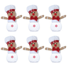 Set of 6 Gingerbreads Man haped Christmas Candy Jar-white hat