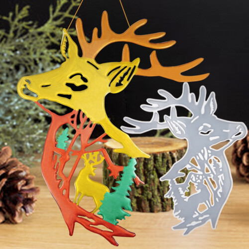 Silicone Elk Head Molds Wall-mounted Christmas Deer Mold DIY 1