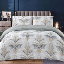 (Jasmine Silver, Single) 100% Rich Cotton Bedding Set – Soft Duvet Quilt Cover with Pillowcases | Single, Double, King & Super King"