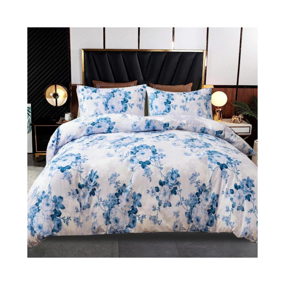 (Vintage floral Blue, Super King) 100% Rich Cotton Bedding Set â Soft Duvet Quilt Cover with Pillowcases | Single, Double, King & Super King"-image-OPC-PMKCXWW-NEW