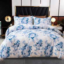 (Vintage floral Blue, King) 100% Rich Cotton Bedding Set – Soft Duvet Quilt Cover with Pillowcases | Single, Double, King & Super King"