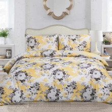 (Vintage Floral Gold, King) 100% Rich Cotton Bedding Set – Soft Duvet Quilt Cover with Pillowcases | Single, Double, King & Super King"