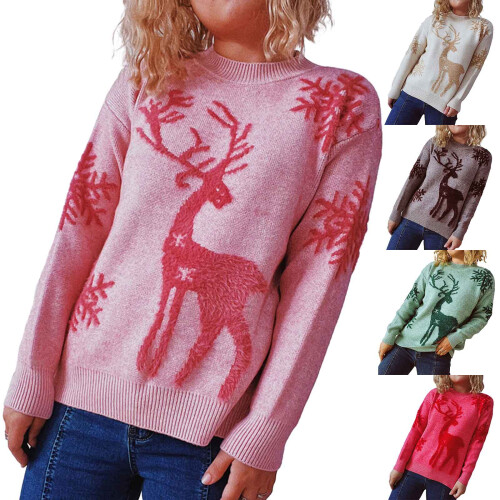 Pull de noël en tricot pour femmes, pull de noël à-Marron S 1