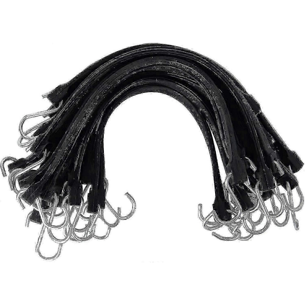 Kikidex (As Show, One Size) 20 Pack 15' Adjustable Rubber Tarp Straps, Epdm Bungee Cords With Hooks, Ideal For Securing Tarps, Canvases
