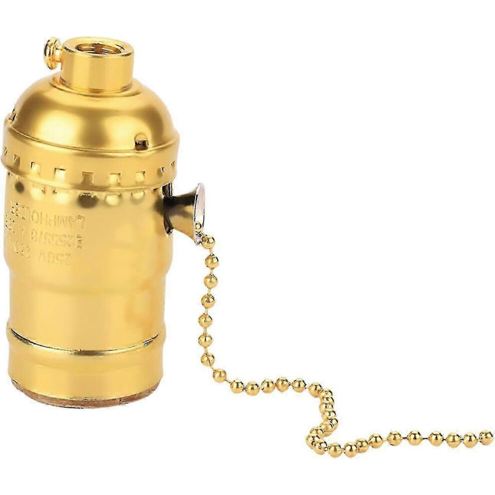 Kikidex (As Show, ) Pull Chain Lamp Socket,E27 Aluminum Vintage Light Socket With Pull Chain Desk Lamp Lighting Holder Silver