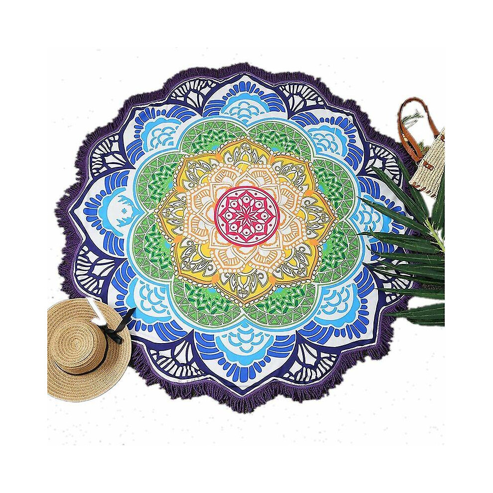 Kikidex (As Show, One Size) Round Portable Beach Towel 150Cm Sand Resistant Super Lightweight And Quick Drying Ideal For Tapestry Beach Towels