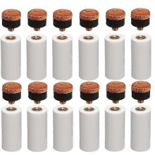 (As show, One size) 12 Sets 12MM Billiard Pool Cue Tips Brass Screw Replacement Tips with Pool Cue Ferrule for Snooker Pool Cues
