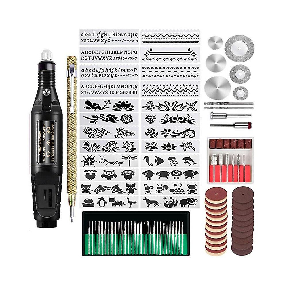 Kikidex (As Show, One Size) 107Pcs Engraving Tool Kit Multifunctional Wired Engraver Pen Diy Rotary Tool For Jewelry Glass Wood Metal
