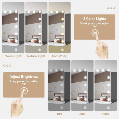 58×45cm Hollywood Vanity Mirror with 15 LED Lights 1