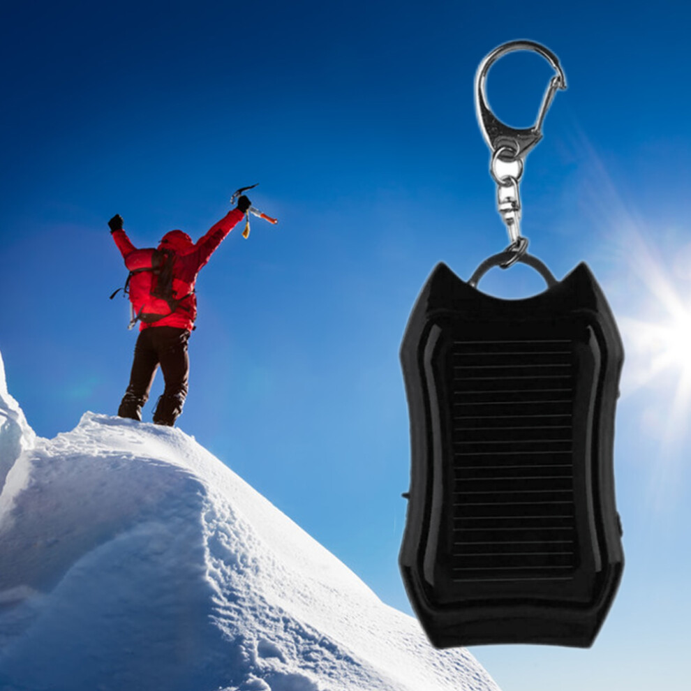 Mini Solar Power Bank Keychain 1200Mah Led Flashlight Black/White 9391356902713