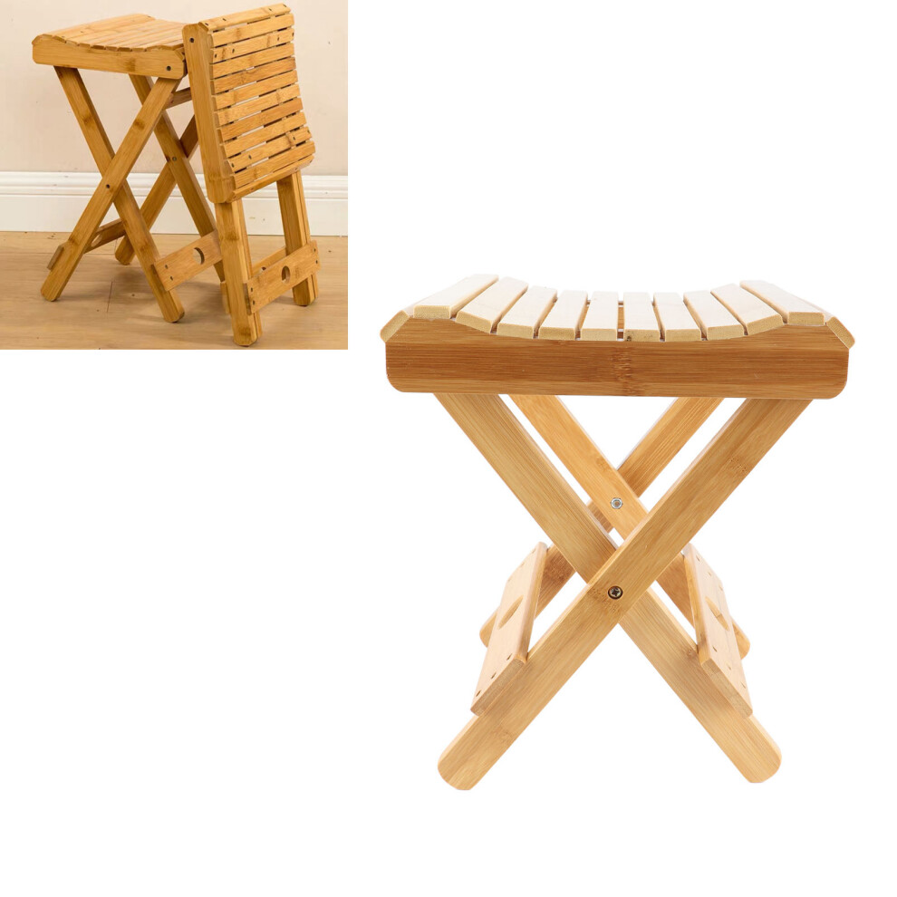 Bamboo Folding Stool for Spa, Shower & Travel, 31.5x28.5x28cm