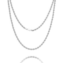Waitsoul Catena in corda d'argento sterling 925 con chiusura a moschettone Catena in argento da 3 mm per donna Uomo Collana in argento con catena