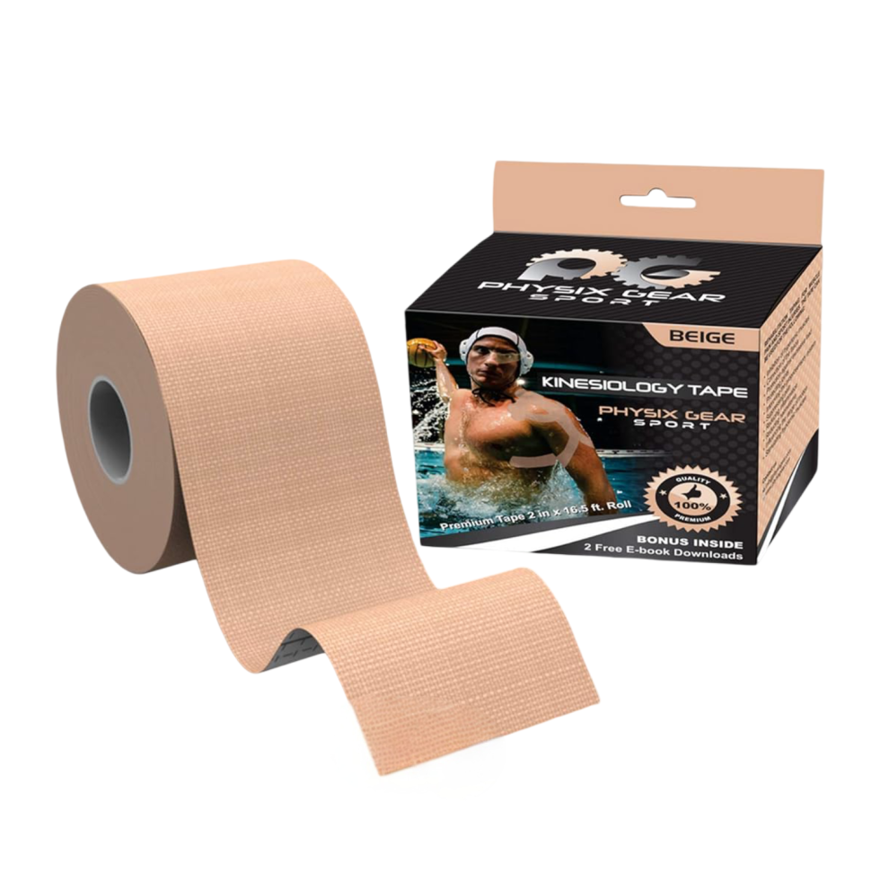 Beige Waterproof Kinesiology Sports Tape - 5M Elastic Roll For Muscle Support, Joint Pain Relief & Athletic Physio Recovery