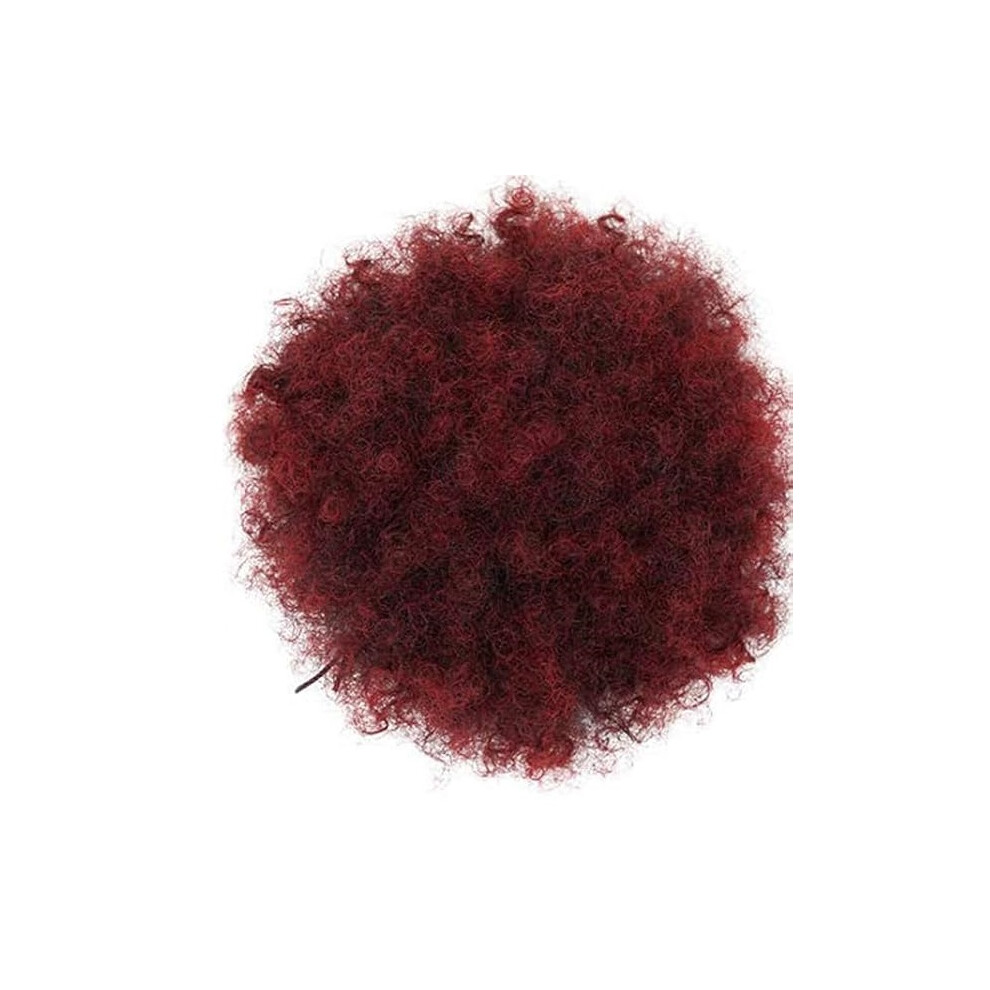 Red Short Afro Puff Ponytail - Curly Drawstring Hair Extension Piece For Women With Kinky Synthetic Curls For A High Puff Updo