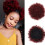 Courte queue de cheval bouclée afro puff synthétique avec cordon de serrage rouge 3