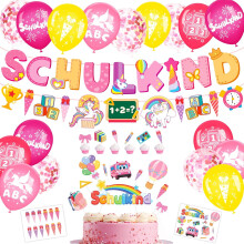 Dekorationsset zum Schuljahresauftakt für Mädchen von Elidepe — einschulung deko mädchen, schulanfang party set